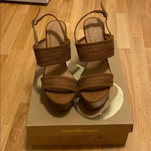 Sandal Wedges, Kendall, Camel Suede, Size 6